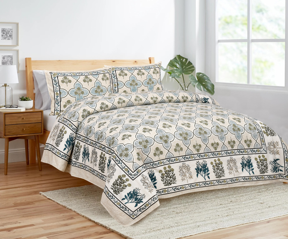 King Size Bedsheet. 90x108 inch approx. 1 Bedsheet 2 Pillow Covers.