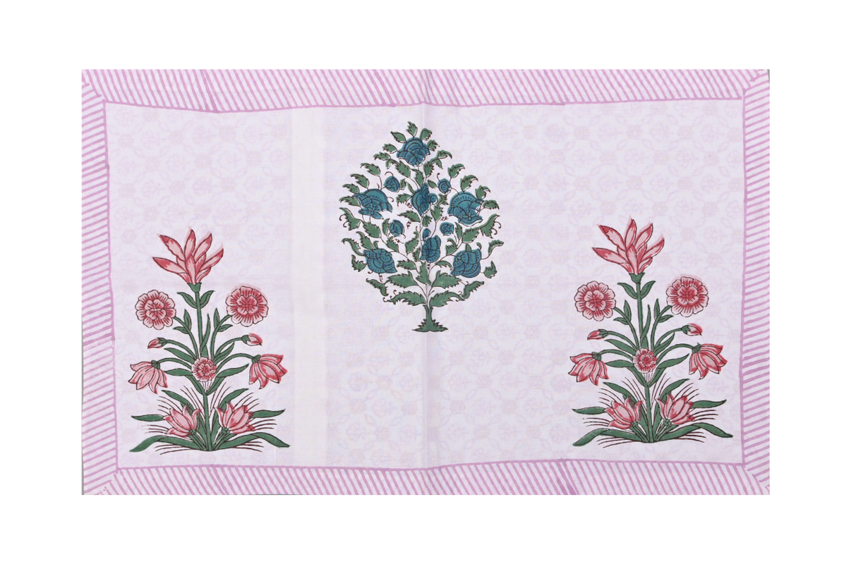 Block print bed sheet and pillow cases - Silk Road bedsheet set - 90x108 inches - queen size bedsheet set