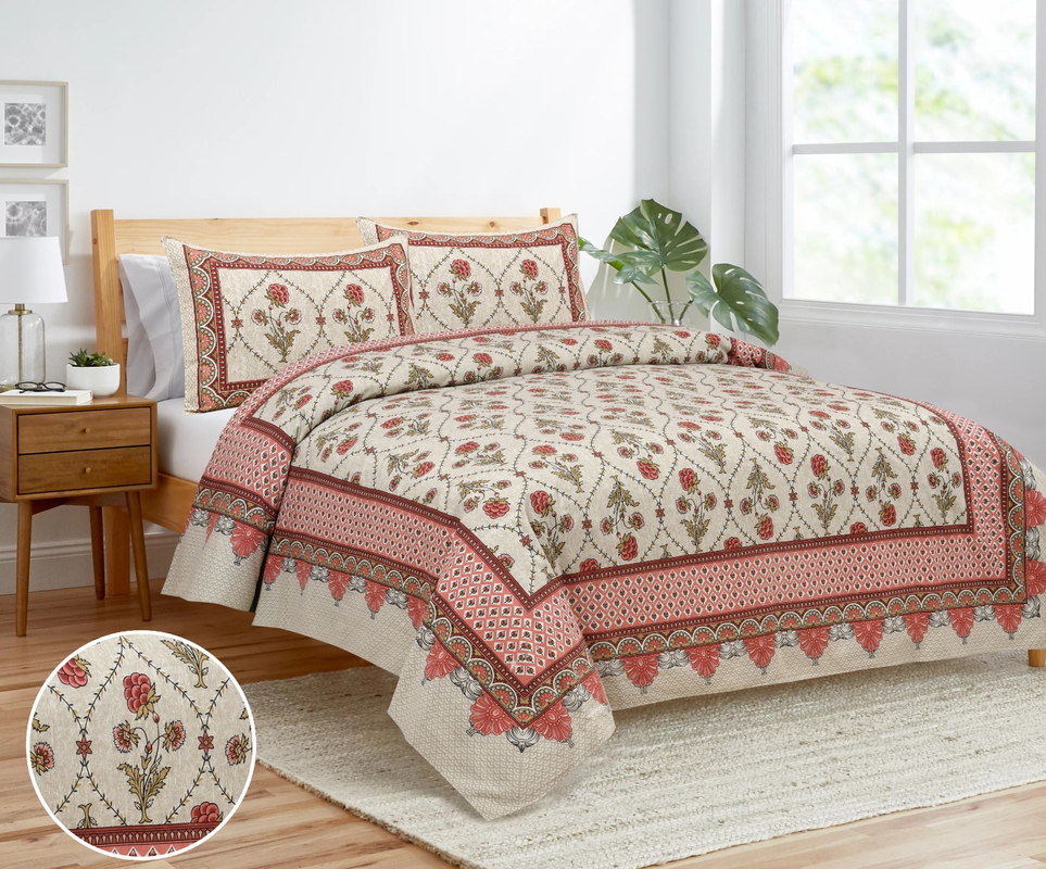 King Size Bedsheet. 90x108 inch approx. 1 Bedsheet 2 Pillow Covers.